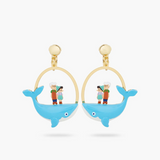 Les Néréides The Adventures of Pinocchio Gepetto and Pinocchio Standing on the Whale Earrings-One Quarter