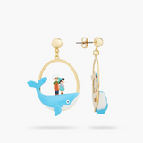 Les Néréides The Adventures of Pinocchio Gepetto and Pinocchio Standing on the Whale Earrings-One Quarter