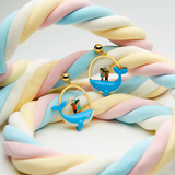 Les Néréides The Adventures of Pinocchio Gepetto and Pinocchio Standing on the Whale Earrings-One Quarter