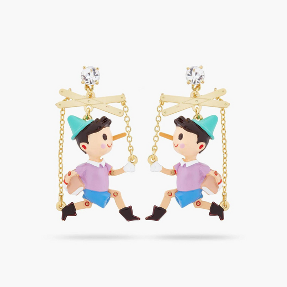 Les Néréides The Adventures of Pinocchio Pinocchio Puppet Earrings-One Quarter