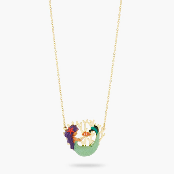 Les Néréides The Little Mermaid Coral Statement Necklace-One Quarter