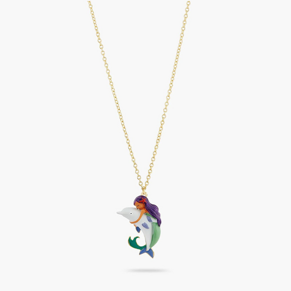 Les Néréides The Little Mermaid Dolphin Pendant Necklace-One Quarter