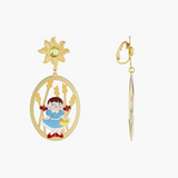 Les Néréides The Wizard of Oz Dorothy and Scarecrow Asymmetrical Earrings-One Quarter