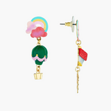Les Néréides The Wizard of Oz Rainbow House and Hot Air Balloon Earrings-One Quarter