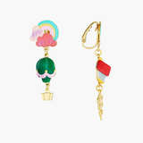 Les Néréides The Wizard of Oz Rainbow House and Hot Air Balloon Earrings-One Quarter