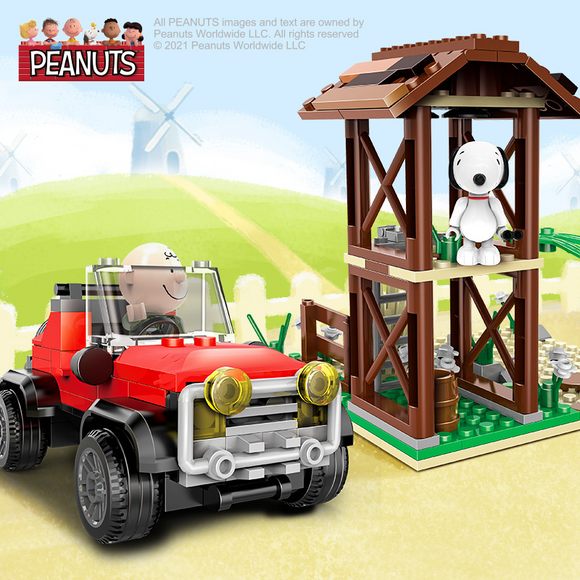LiNooS Peanut® Snoopy Jungle Adventure Lookout Tower Building Block Set-One Quarter