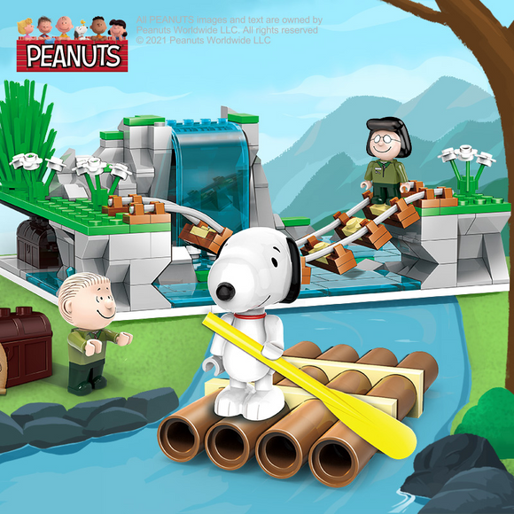 LiNooS Peanut® Snoopy Jungle Adventure Suspension Bridge Building Block Set-One Quarter
