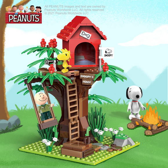 LiNooS Peanut® Snoopy Jungle Adventure Tree House Building Block Set-One Quarter