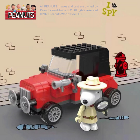 LiNooS Peanut® Snoopy Secret Agent Vintage Car Building Block Set-One Quarter