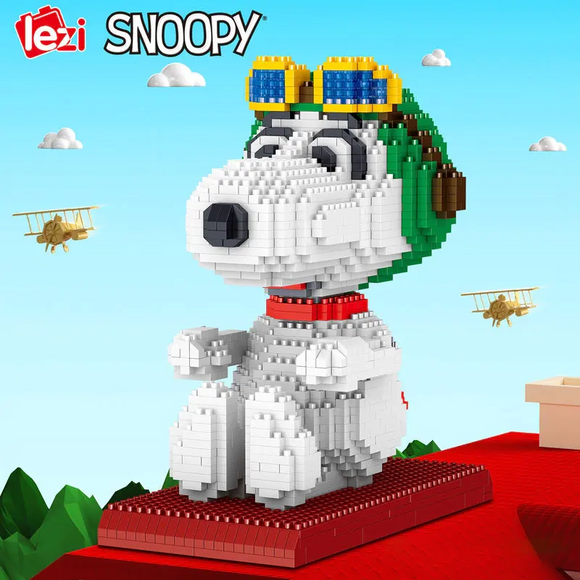 LiNooS Peanuts® Snoopy Figures Pilot Snoopy Micro-Diamond Particle Building Block Set-One Quarter