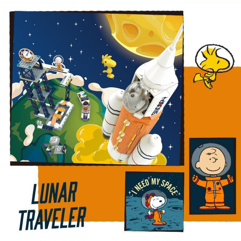 Peanuts® Snoopy Lunar Traveler Lunar Rocket Building Block Set - One ...