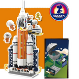 LiNooS Peanuts® Snoopy Lunar Traveler Lunar Rocket Building Block Set-One Quarter