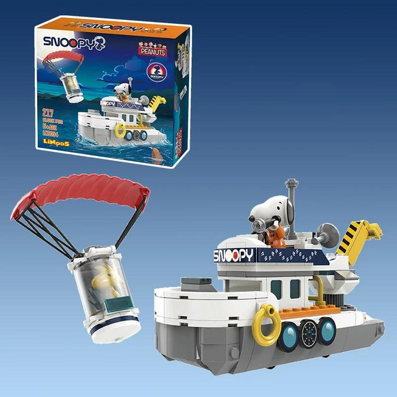 LiNooS Peanuts® Snoopy Lunar Traveler Recovery Vessel Building Block Set-One Quarter