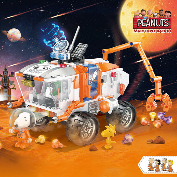 LiNooS Peanuts® Snoopy Mars Exploration Mars Rover Building Block Set-One Quarter