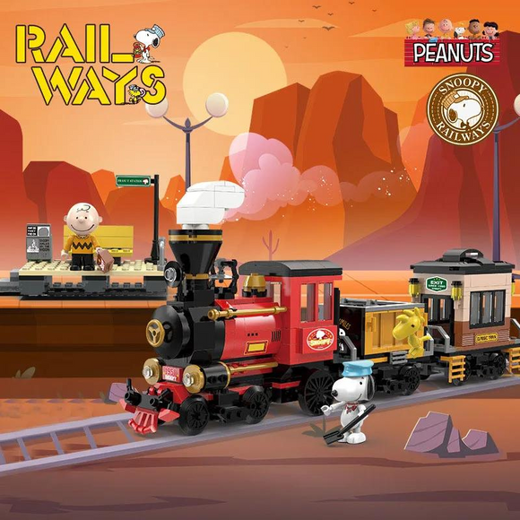 LiNooS Peanuts® Snoopy Railways Steam Train Building Block Set-One Quarter
