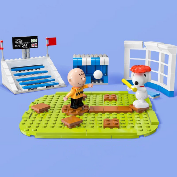 LiNooS Peanuts® Snoopy Sports Baseball Game Building Block Set-One Quarter