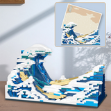 MOYU Masterpiece Katsushika Hokusai The Great Wave Micro-Diamond Particle Building Block Set-One Quarter