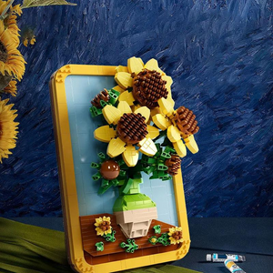 MOYU Masterpiece Vincent van Gogh Sunflowers Micro-Diamond Particle Building Block Set-One Quarter