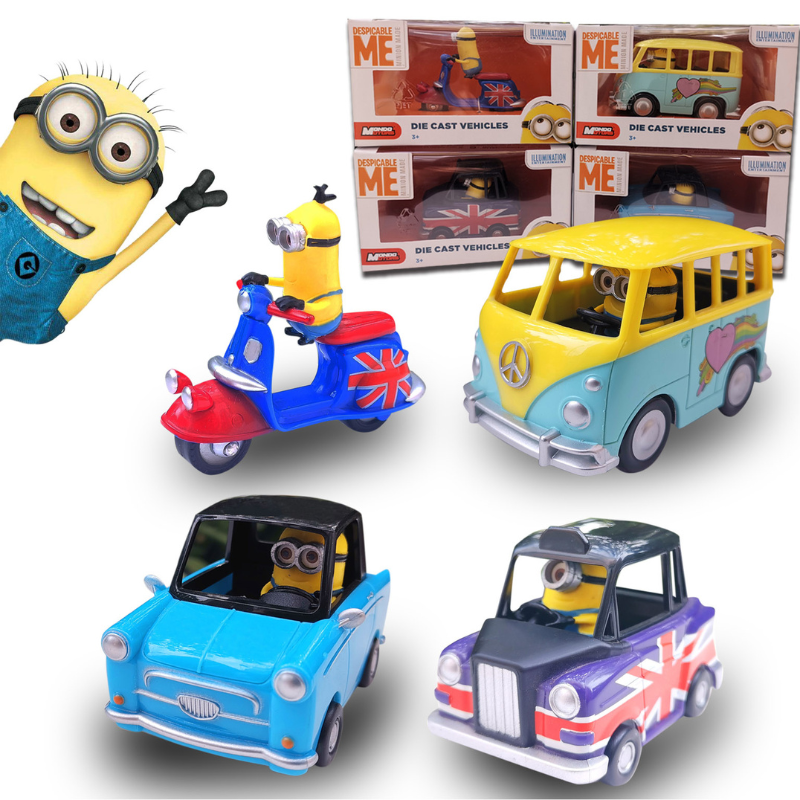 Despicable Me Minions Stuart with Hackney Carriage 1 43 Die Cast Vehicle One Quarter