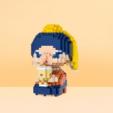PINPINZHI Johannes Vermeer Girl with a Pearl Earring Figurine Micro-Diamond Particle Building Block Set-One Quarter