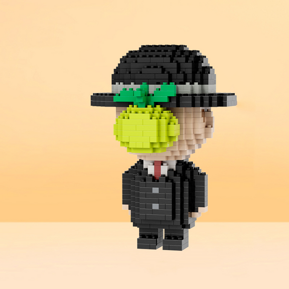 PINPINZHI René Magritte The Son of Man Figurine Micro-Diamond Particle Building Block Set-One Quarter