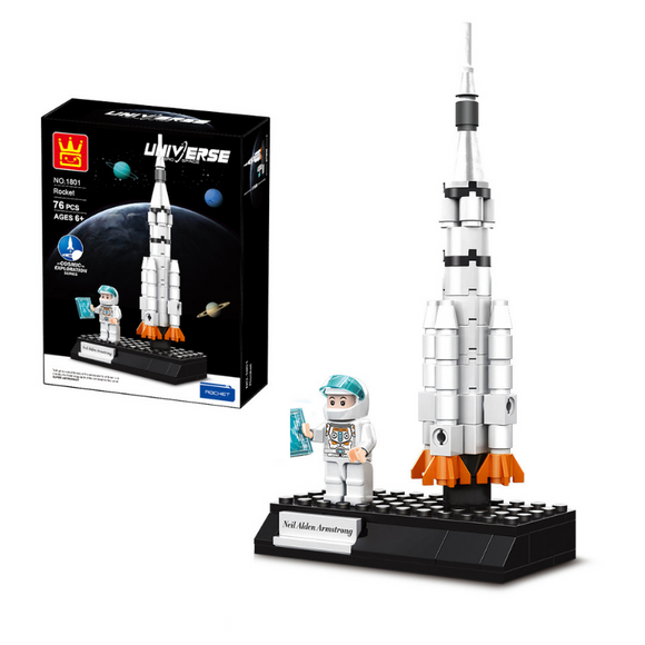 WANGE Cosmic Exploration Space Rocket and Neil Alden Armstrong Building Block Set-One Quarter