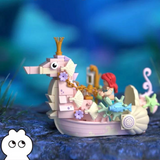 WeKKi Fairy Tale Town Vehicle The Little Mermaid Ariel's  Seahorse Carriage Building Toy Set-One Quarter