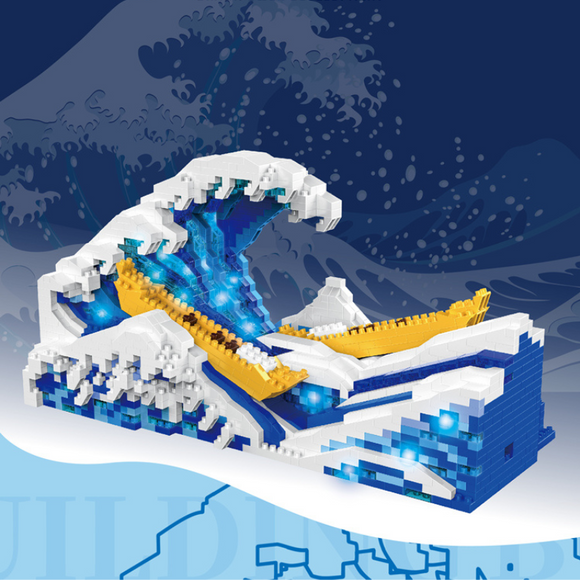 YKO Art Katsushika Hokusai The Great Wave Micro-Diamond Particle Building Block Set-One Quarter