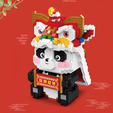 YKO Royal Panda Qing Dynasty Lion Dance Panda Micro-Diamond Particle Building Block Set-One Quarter