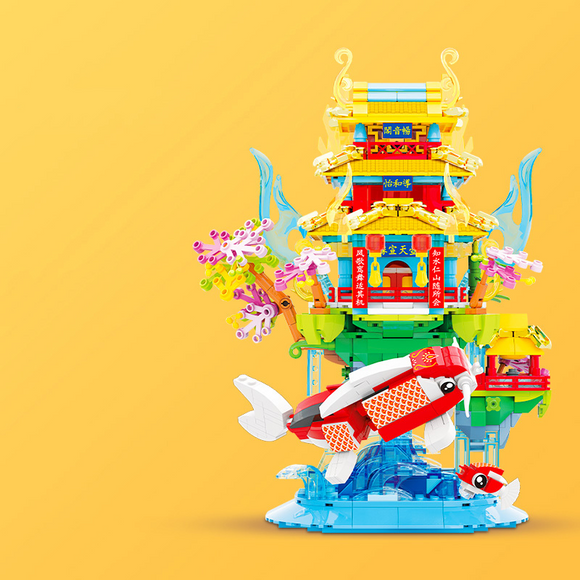 ZHE GAO Celestial Empire Forbidden City Belvedere of Cheerful Melodies Mini Particle Building Block Set-One Quarter