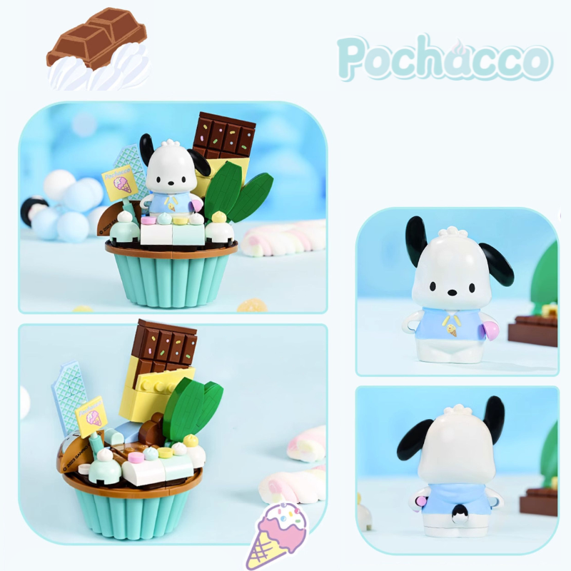 Sanrio Pochacco Chocolate Cupcake Building Block Set - One Quarter