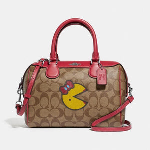 Coach Mini Bennett Satchel in Signature Canvas with Ms. PacMan-One Quarter