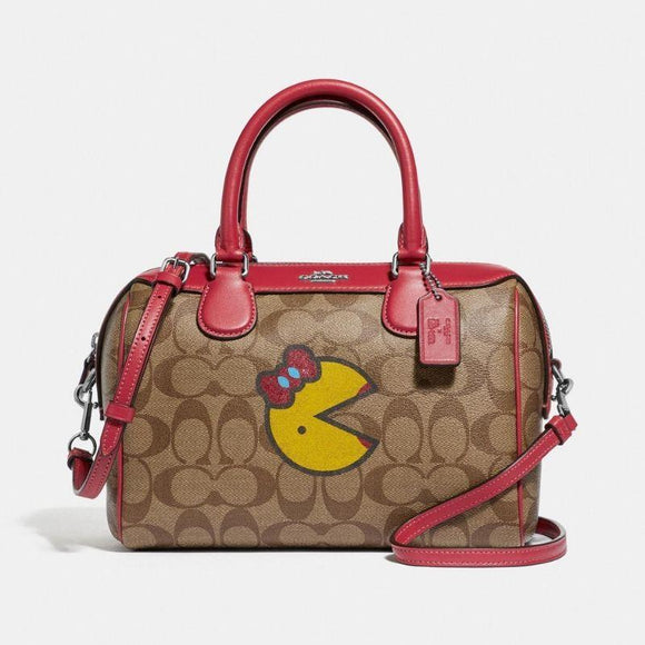 Coach Mini Bennett Satchel in Signature Canvas with Ms. PacMan-One Quarter