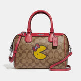 Coach Mini Bennett Satchel in Signature Canvas with Ms. PacMan-One Quarter