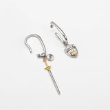 Disney Mulan Asymmetric Sword and Shield Clip Earrings-One Quarter