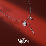 Disney Mulan Magnolia and Sword Pendant Necklace-One Quarter