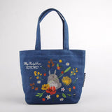 Ghibili My Neighbor Totoro Embroidery Denim Lunch Tote Bag-One Quarter