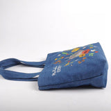 Ghibili My Neighbor Totoro Embroidery Denim Lunch Tote Bag-One Quarter