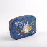 Ghibili My Neighbor Totoro Embroidery Denim Mini Pouch-One Quarter