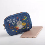 Ghibili My Neighbor Totoro Embroidery Denim Mini Pouch-One Quarter