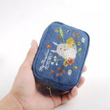 Ghibili My Neighbor Totoro Embroidery Denim Mini Pouch-One Quarter
