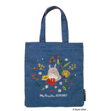 Ghibili My Neighbor Totoro Embroidery Denim Tote Bag-One Quarter 1