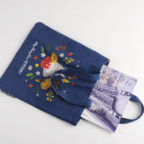 Ghibili My Neighbor Totoro Embroidery Denim Tote Bag-One Quarter