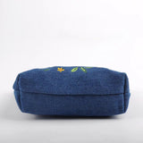Ghibili My Neighbor Totoro Embroidery Denim Wide Pouch-One Quarter