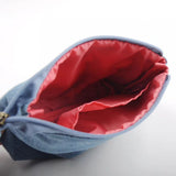 Ghibili My Neighbor Totoro Embroidery Denim Wide Pouch-One Quarter