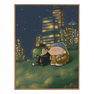 Have a Drink Girl with a Pearl Earring Printed on Canvas-One Quarter