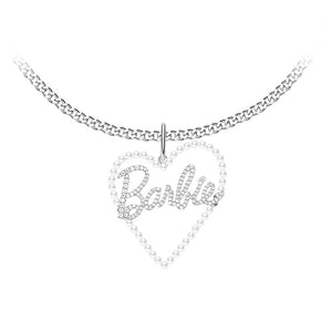 HeFang Jewelry Barbie Heart Pearl Pendant Necklace-One Quarter