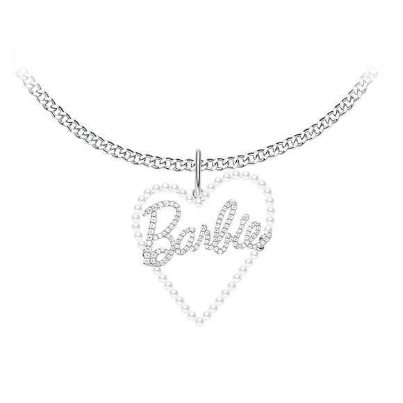 HeFang Jewelry Barbie Heart Pearl Pendant Necklace-One Quarter