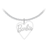HeFang Jewelry Barbie Heart Pearl Pendant Necklace-One Quarter