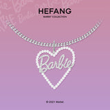 HeFang Jewelry Barbie Heart Pearl Pendant Necklace-One Quarter